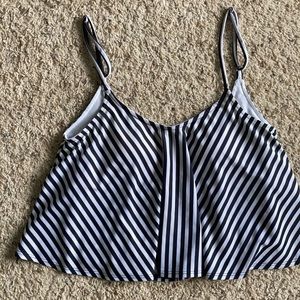 Kortni Jeane Black & White stripe swing swim top